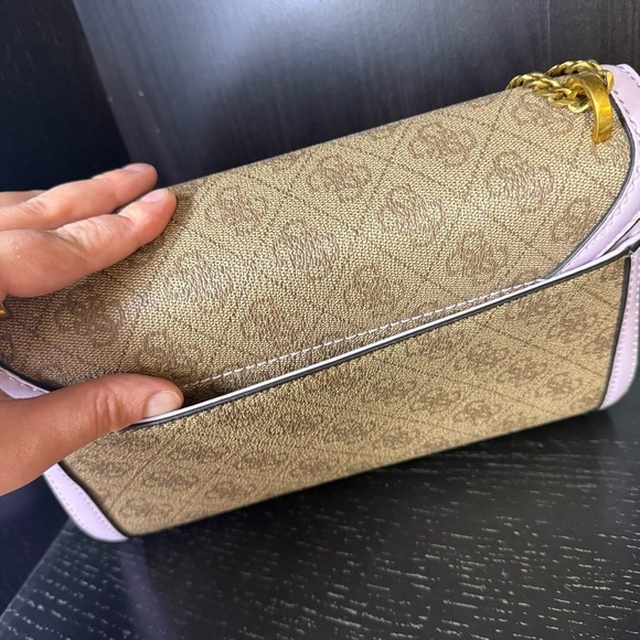 GUESS Katey Flap Shoulder Bag Lilac Rare Quilted Purse Crossbody Lavender Cream - Picture 13 of 15